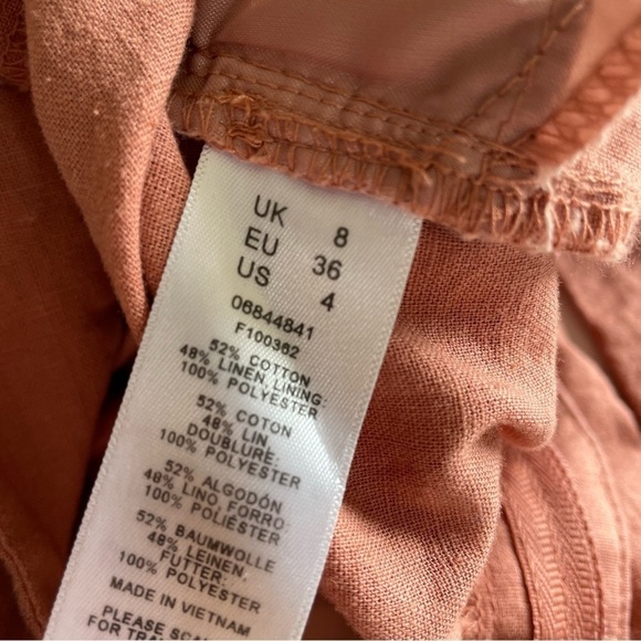 Asos Tailored Linen Culotte In Salmon Pink Cropped Size 4 - Picture 7 of 12